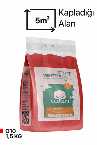 Ventrawall Ipek Sıva | Canlı Sıva | Isı Ve Ses Yalıtımlı Sıva | %100 Pamuk | Mercan Rengi |o10-1.5 Kg |5m²