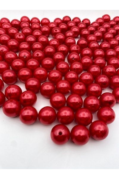 Hedef Bijuteri 18mm Kırmızı Renk Plastik Inci Boncuk, Çanta Ve Takı Yapım Bon...
