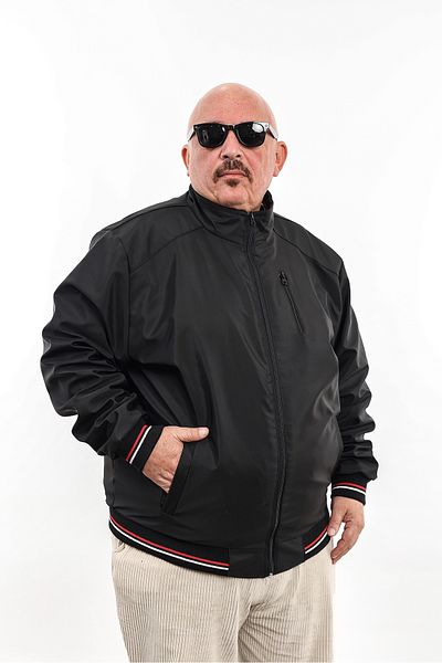 ixir Μαύρο Plus Size Classic Εποχιακό Ανδρικό Παλτό & Μπουφάν με φερμουάρ