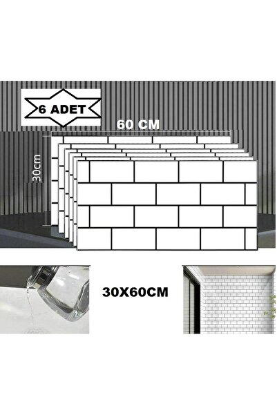 Renkli Duvarlar 6 Adet 60x30cm Beyaz Tuğla Desen Yapışkanlı Karavan Prefabrik...