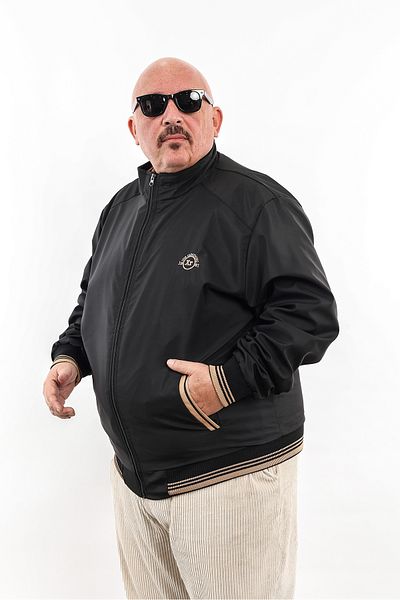 ixir Μαύρο Κεντημένο Plus Size Εποχιακό Ανδρικό Παλτό & Μπουφάν