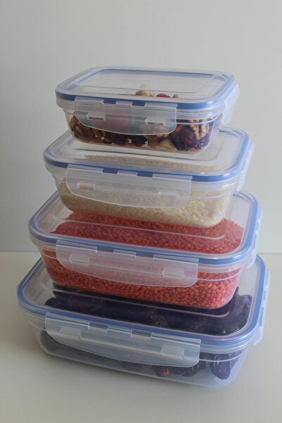 Heyna Dikdörtgen Sızdırmaz Vakum Kapaklı 4 Adet Saklama Kabı Seti