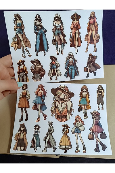 Pink Swan Craft ملصق شخصيات نسائية على الموضة بالحجم الكامل، سجل قصاصات، مجلة...