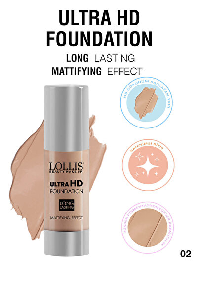 Lollis Ultra Hd Foundation 02 /ultra Hd Fondöten Renk No :02 Açık Orta Ton