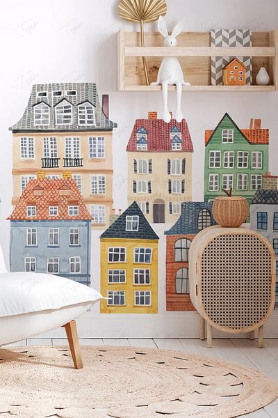 TUGİBU Scandinavian Themed Boho Kids Room Wall Sticker Set