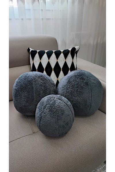 oneplise Pernă / pernă 3 bucăți 2 antracit mari / 1 antracit mic (42 cm / 25 cm)