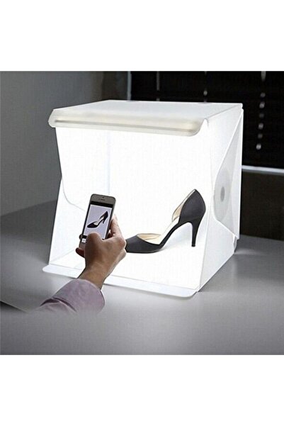 AteşTech 30x30 cm Profesyonel Stüdyo LED Işıklı Çift Sıra Ürün Fotoğraf Çekim Çadırı