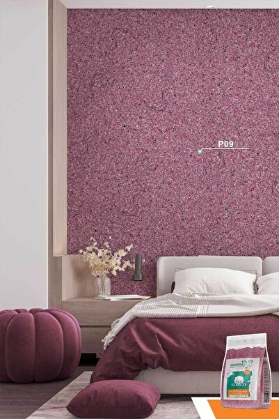 Ventrawall Ipek Sıva | Canlı Sıva | Isı Ve Ses Yalıtımlı Sıva | %100 Pamuk| Pembe |p09 - 1,5 Kg | 5m²