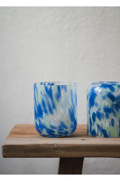 The Mia Hand Painted Blue & Green Water Glass 400 ml