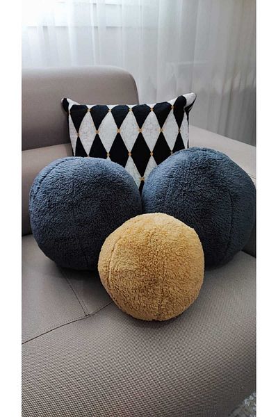 oneplise Pernă / pernă 3 bucăți 2 antracit mari / 1 muștar mic (42 cm / 25 cm)