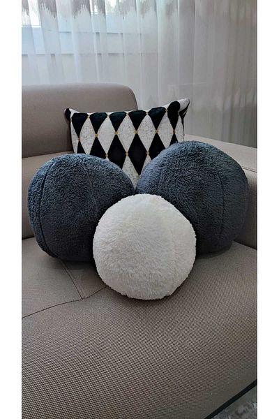 oneplise Pernă / Pernă 3 bucăți 2 Antracit mari / 1 Ecru mic (42 cm / 25 cm)