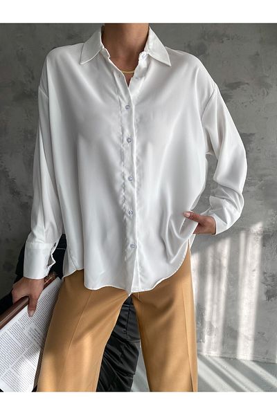 BE CHİC CAMASA LUNGA OVERSIZE DE FEMEI SALAȘ CU MÂNĂ BAT CU TEXTURA SATINATĂ PREMIUM MDA4487