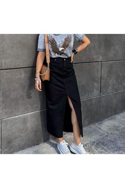 LUCHA Black Slit Skirt