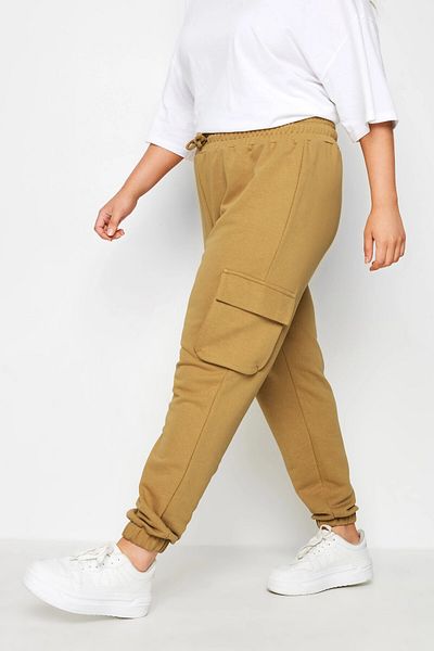 Stil Diva Pantaloni cargo jogger de mărime mare, cu picior elastic și detaliu de buzunar 302772