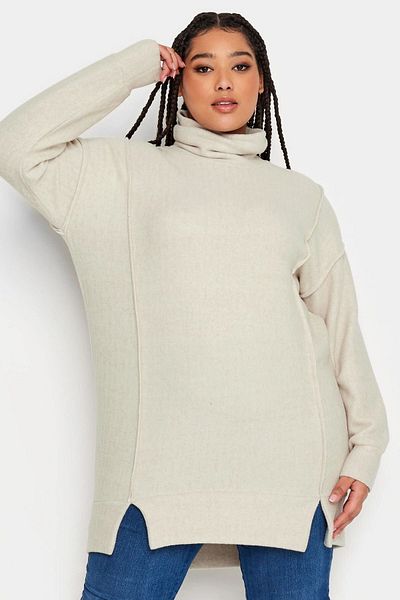 Stil Diva Pulover cu mânecă lungă cu decolteu mare, cu detaliu de cusut 302872