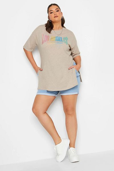 Stil Diva Tricou imprimat cu mânecă scurtă, cu decolteu, cu fante 302202
