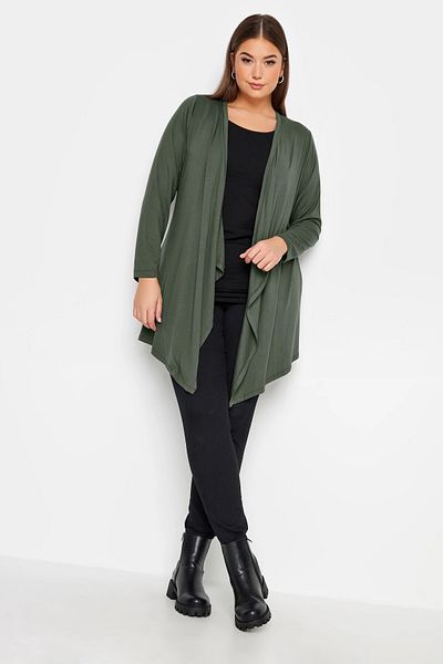 Stil Diva Plus Size Asymmetrical Cut Buttonless Loose Long Sleeve Cardigan321405
