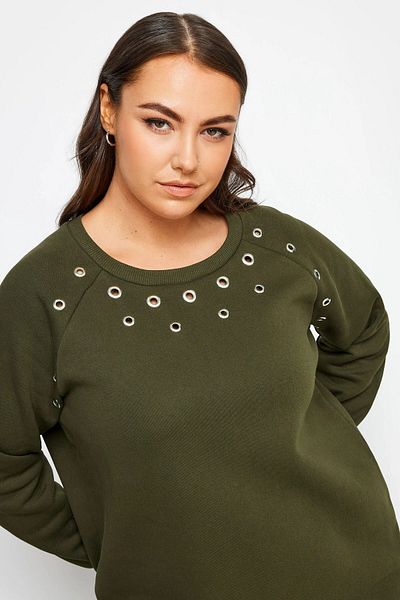 Stil Diva Large Size Crew Neck Eyelet Detailed Long Sleeve Sweatshirt302830