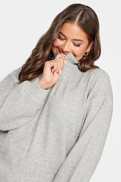 Stil Diva Plus Size Collar Zipper Long Sleeve Midi Dress302617