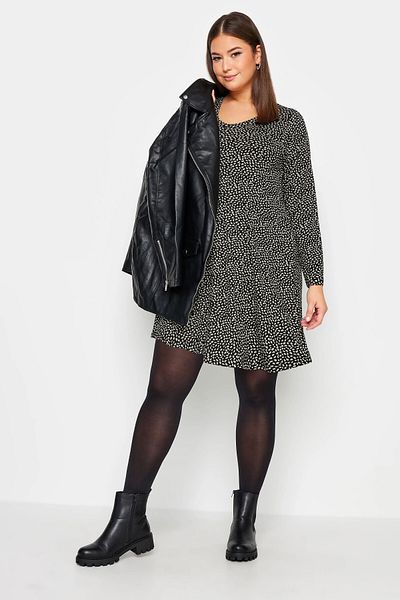 Stil Diva Plus Size V-neck Long Sleeve Print Short Dress302737