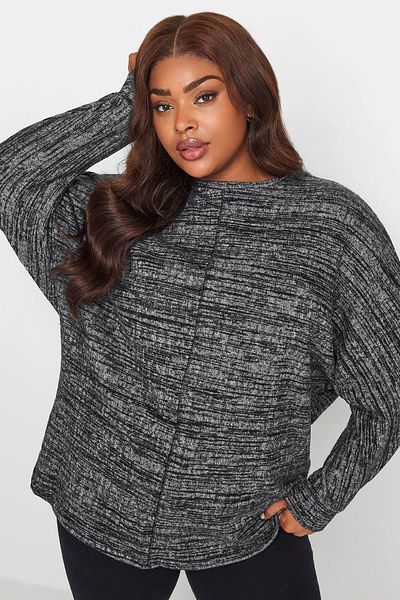 Stil Diva Plus Size Crew Neck Long Sleeve Blouse with Stitching Detail on the Front302607