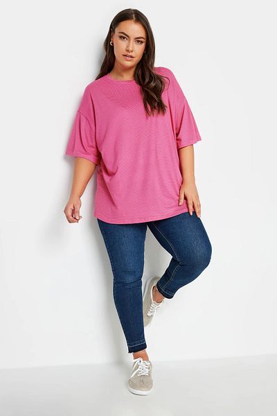 Stil Diva Large Size Crew Neck Half Sleeve Long Cut T-shirt302544