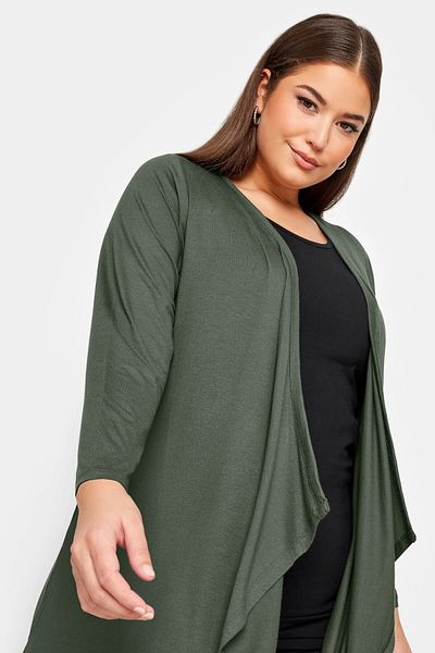Stil Diva Plus Size Asymmetrical Cut Buttonless Loose Long Sleeve Cardigan321405