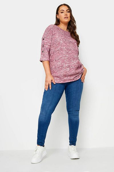 Stil Diva Plus Size Crew Neck Half Sleeve Button Detailed Blouse302681