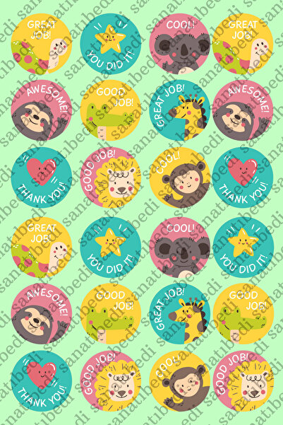 sanatıbedi 100 Adet İngilizce Öğretmenler Için Aferin Ödev Etiketi - Okul Sti...