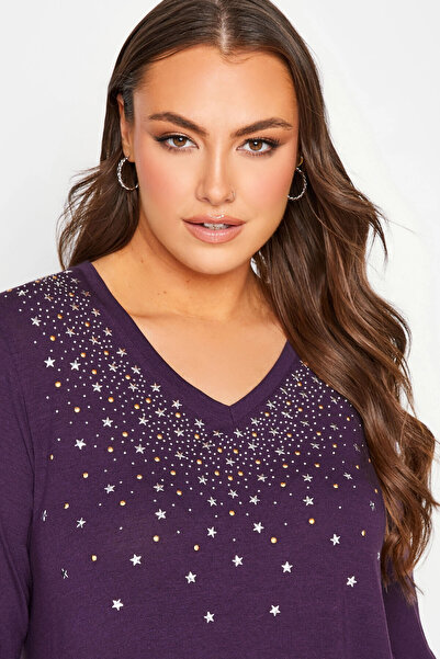 Stil Diva Büyük Beden V Yaka Yarım Kolları Büzgülü Önü İşleme Detaylı Bluz 192760