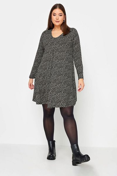 Stil Diva Plus Size V-neck Long Sleeve Print Short Dress302737
