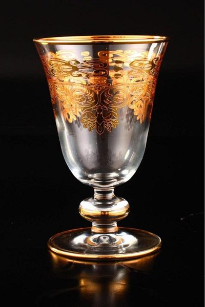 Digithome Bouquet 6-Piece Footed Glass Soft Drink Glass Set Gold Gilded - 44469 C320.004
