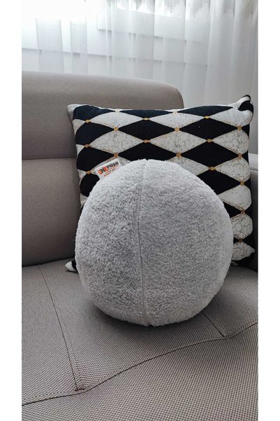 oneplise 3'lü Top Kırlent / Yastık 2 Büyük Gri - 1 Büyük Hardal ( 40cm / 40cm)