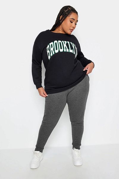 Stil Diva Pantaloni de sport Jogger de mărime mare, cu talie elastică și picioare 302755