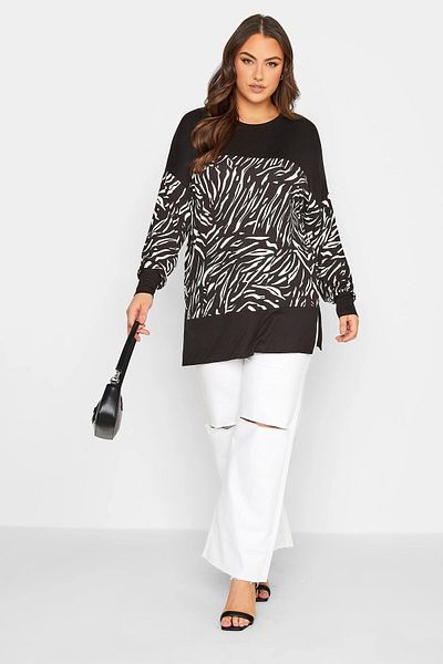 Stil Diva Plus Size Zebra Print Stretchy Fabric Long Blouse301529