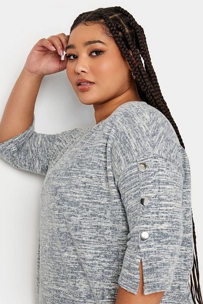 Stil Diva Plus Size Crew Neck Half Sleeve Button Detailed Blouse302873