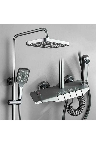 EFDAL YAPI MİMARLIK Efdal Structure Anthracite Gray Key Piano Shower Set (BOY 115CM) Brass Material