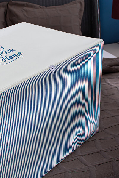 Serstil Büyük Boy Baskı Detaylı Mavi Çizgili Hurç 74 X 46 X 46 Cm