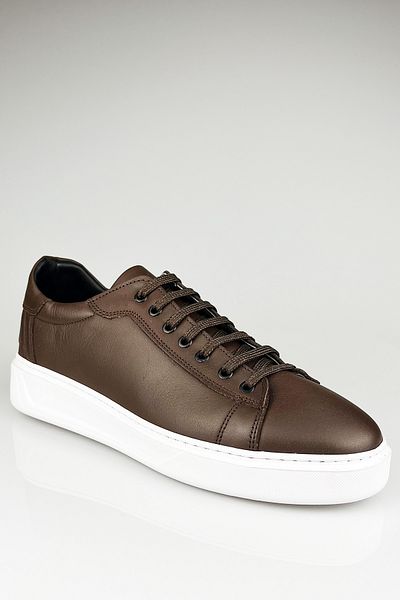 LUSIVE Genuine Leather Brown Men's Sneakers, Men's Casual Shoes, Men's Casual Shoes LUASS24AL0051