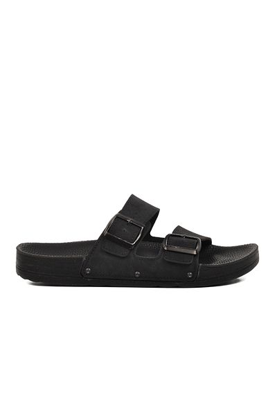 Pierre Cardin PC-7241 Black Nubuck Double Striped Men's Slippers