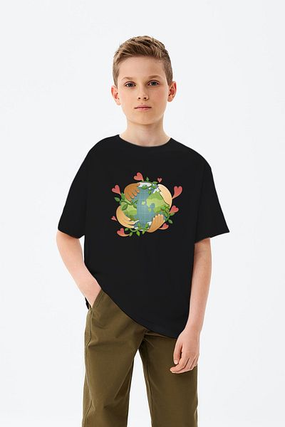 ADABEBEK World Pattern Kids Hand-hand Printed 23 Απριλίου Προσαρμοσμένο μπλουζάκι για αγόρι