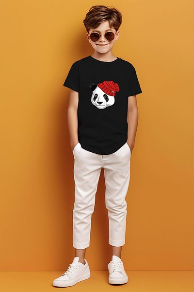 ADABEBEK Μπλουζάκι για αγόρι Beret Panda Printed