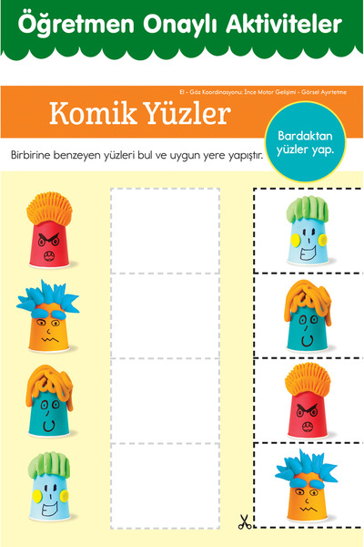 Dikkat Atölyesi Yayınları 3. Seviye Kes, Yapıştır, Oyna Makas Etkinlikleri