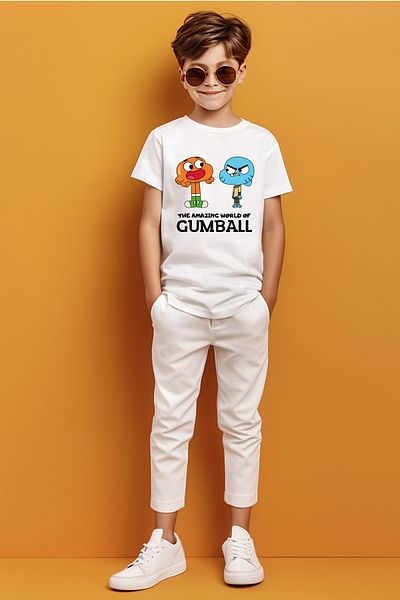 ADABEBEK Tricou pentru băieți cu imprimeu The Amazing World of Gumball