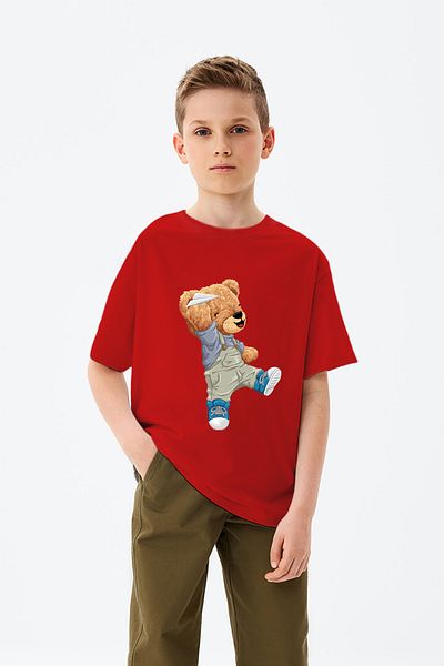 ADABEBEK Tricou pentru băieți cu imprimeu ursuleț de pluș jucărie zburătoare
