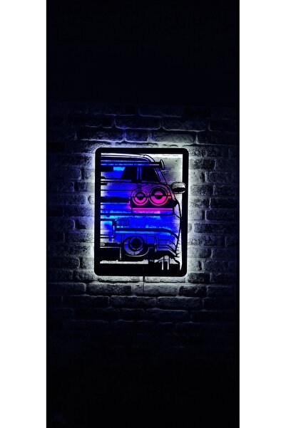 GALAKSİ TASARIM Nissan Gtr R34 Led Işıklı Ahşap Tablo (Adaptör Dahi Toplam 1....