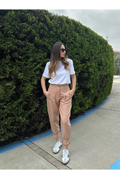 By Merve Darende Paçası Yırtmaçlı Havuç Kesim Pantolon