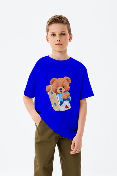 ADABEBEK Skateboarding Teddy Bear με στάμπα για αγόρι με αθλητικά παπούτσια