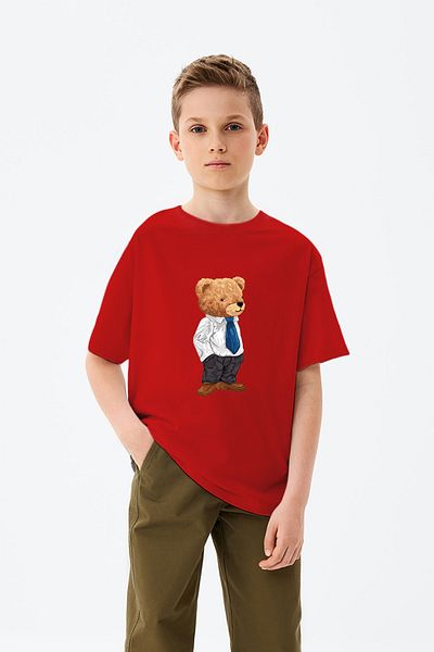ADABEBEK Toy Teddy Bear Printed Boy's T-Shirt with Suit