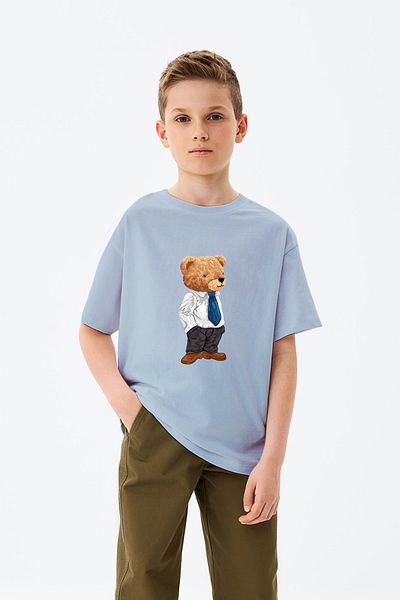 ADABEBEK Jucărie Teddy Bear Printed Tricou pentru băiat cu costum